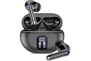 BHNYBWUL Wireless Earbuds, 2024 Bluetooth 5.3 Headphones, 50H Playback Deep Bass Stereo Ear Buds with LED Power Display Charging Case, IPX7 Waterproof Earbuds for Laptop Pad Phones Sports Workout, Black