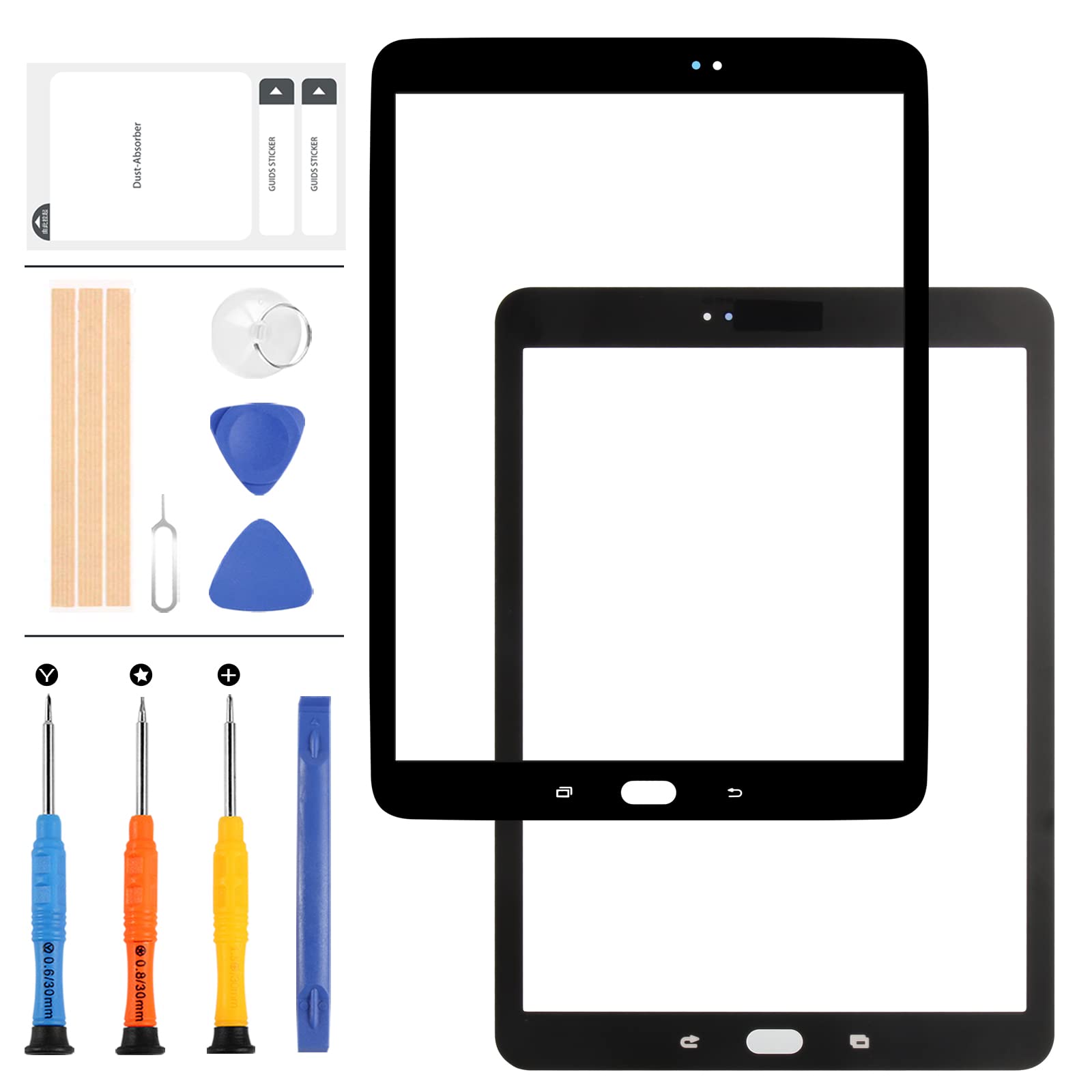 LADYSON Glass For Samsung GALAXY Tab S2 9.7 T810 T815 Front Glass Outer Panel SM-T810 SM-T815 Screen Replacement Kit with Free Repair Tools(Not Touch Screen Digitizer and Not LCD) (Black)