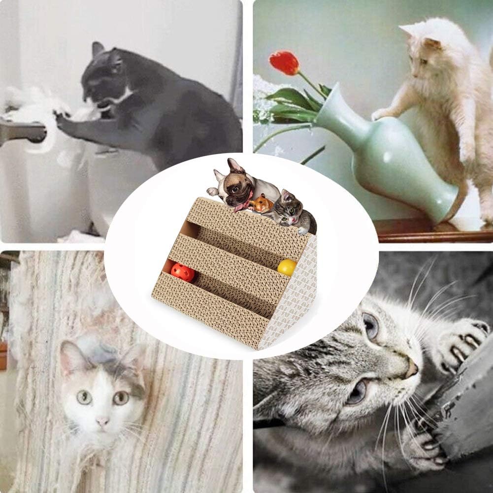 Amazon Kebik 猫つめとぎ 猫スクラッチャー ダンボール ガリガリ 猫おもちゃ 鈴付き 家具保護 運動不足解消 三角形 Kebik 爪とぎ 通販