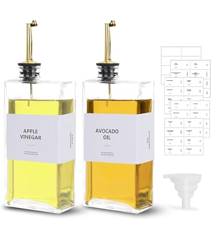 Distributeurs D'huile Et Vinaigre Luigi Bormioli - Lot De 2 En Verre - Bec Verseur Inox - 255 Ml Chacun - Fabriqué En Italie