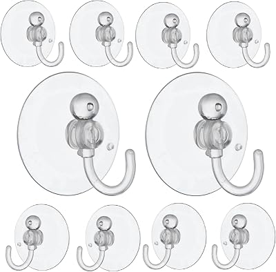 Merriway BH02030 10x Clear Plastic Suction Hooks 25mm 1 Inch Hanging Organizer