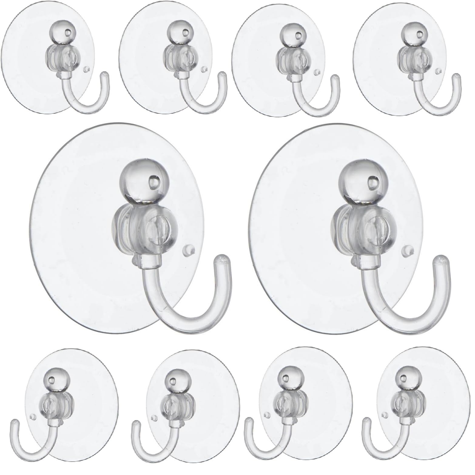 Merriway BH02030 (10 Pcs) Clear Plastic Suction Hook, 25 mm (1 Inch) - Pack of 10 Pieces