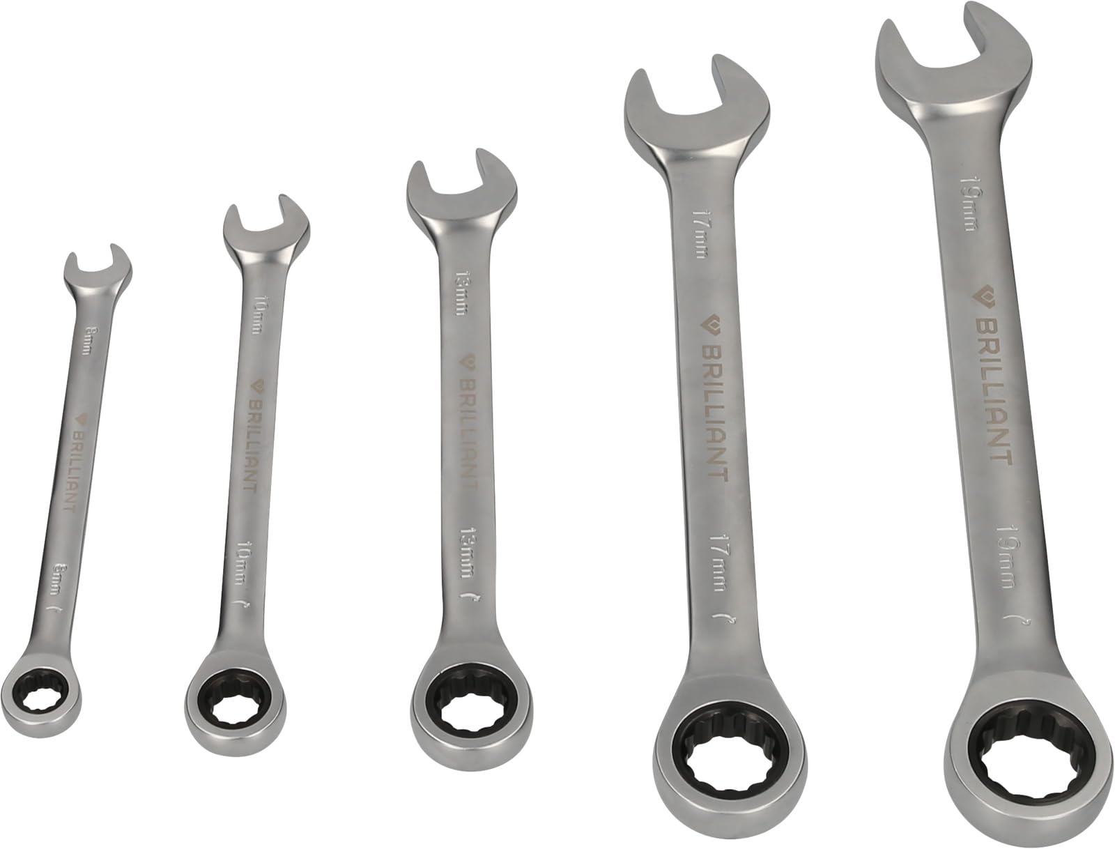 BRILLIANT TOOLS BT013005 Ratchet Ring Spanner Set 5 Pieces [Powered by KS Tools]