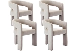 RIVOVA Modern Barrel Dining Chairs Set of 4, PU Leather Upholstered Accent Side Chair with Arms Comfy Makeup Vanity Chairs, Dining Living Room Kitchen Chairs, Grey