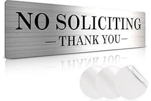 ASSURED SIGNS No Soliciting Sign for House - Brushed Silver - 2.2" X 8.25" Acrylic – Ideal No Soliciting Signs for Front Door, Wall, Doorbell - Includes Adhesive Stickers - Perfect No Solicitation Signs for Every Home, Business or Office