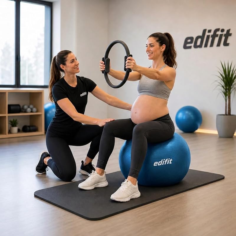 , Pelota de Pilates, 55,65 y 75, Ejercicio en Casa, Incluye Hinchador, Fitball, Embarazadas, Accesorios Yoga, Gimnasio, Varios Tamaños (75cm, Azul)