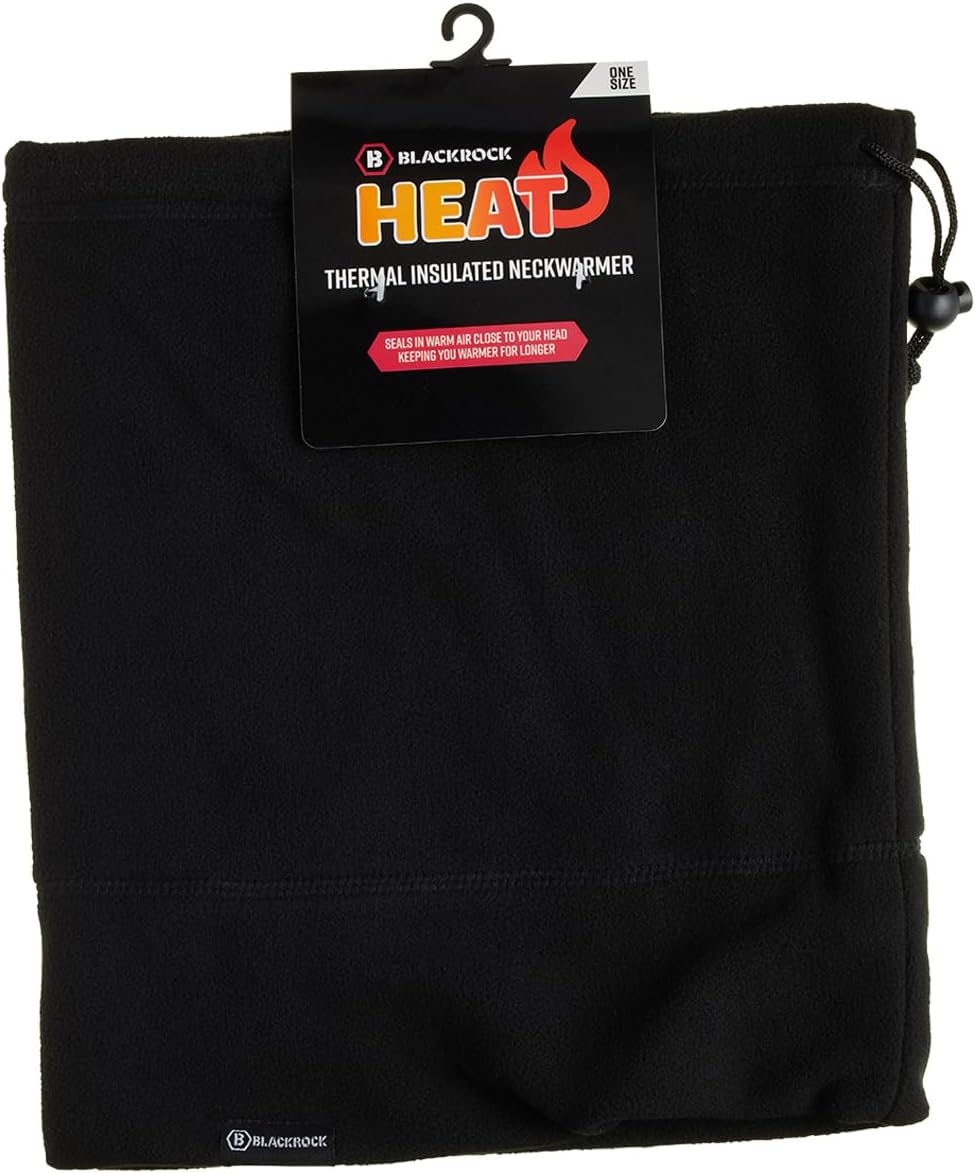 Blackrock HEAT Thermal Neck Warmer Snood Black Microfleece with Drawstring