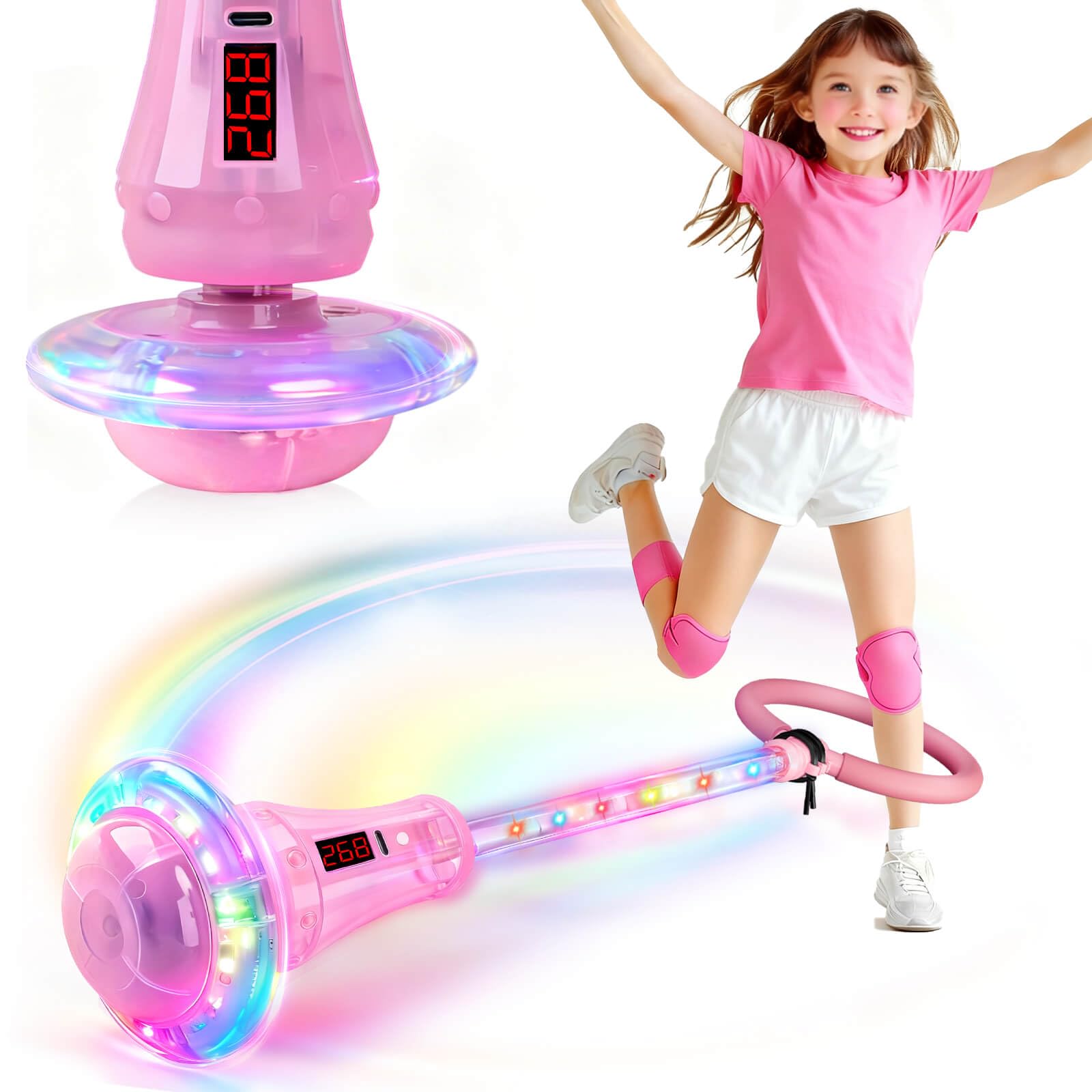 Dolanus Skip Toy with Counter- Laps, Time, Distance, Toys for 5-12 Year Old Kids, Girls Birthday Gifts for Age 5 6 7 8 9 10 11 12, Outdoor Outside Sports Games, Girls Toys Ages 6-8 8-13 (Pink)