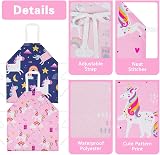 HOTUT 2 Pcs Kids Aprons Unicorn Print Adjustable Halter Neck Pink Blue view 3