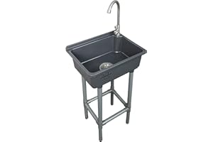 Freestanding Single Bowl Utility Sink, Kitchen Wall-Mounted Sink 16.9 x 12.8 Inch laundry tub With 1.26 faucet hole Plastic S