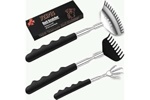 YEIPIS 3pcs Upgraded Back Scratcher Massager, Telescoping Back Massage Stocking Stuffers for Men in a box with Eagle Claw, 9-teeth Rake Claw and 15-teeth Rake Claw, Rubber Handle, White Elephant Gifts