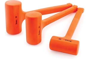 Titan 63140 3-Piece Dead Blow Hammer Set, Includes 2lb, 3lb & 4lb with Non-Slip Diamond Textured Handles, Spark & Rebound Res