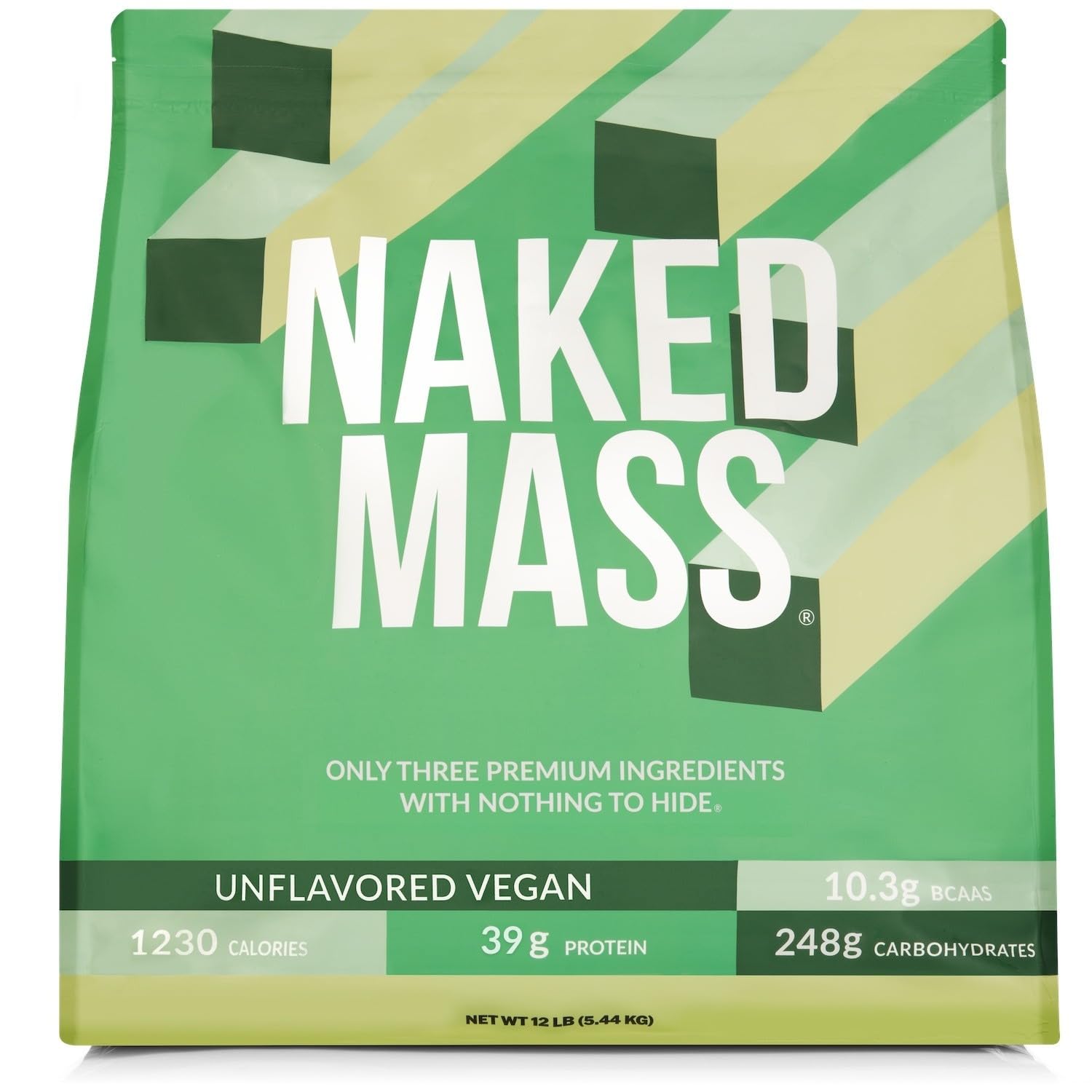 Photo 1 of NAKED Vegan Mass - Natural Vegan Weight Gainer Protein Powder - 1,230 Calories, NSF Certified, Non-GMO, Soy & Gluten Free, No Artificial Ingredients - 12LB Bulk - 17 Servings