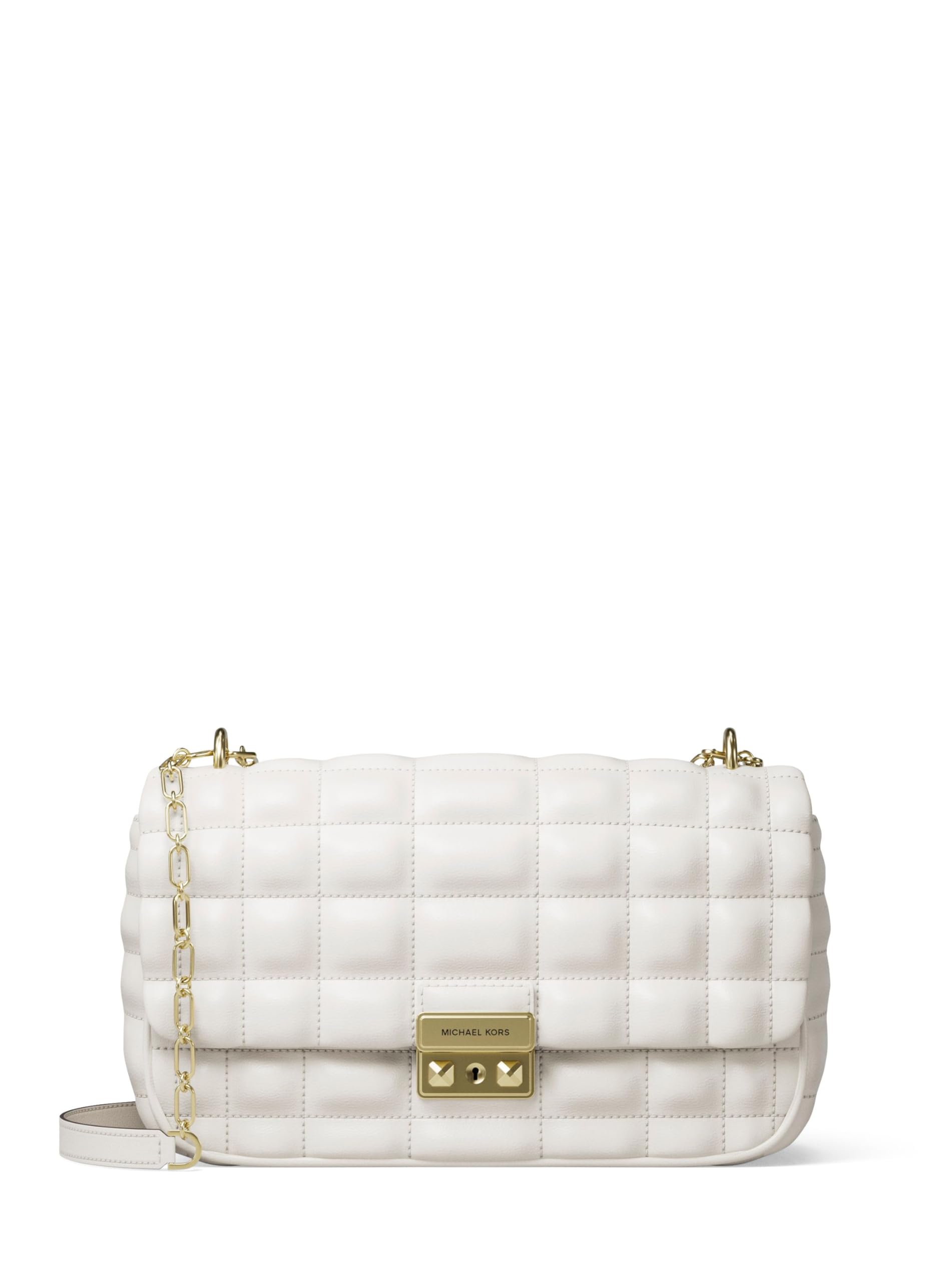 Michael Kors Tribeca Large Convertible Chain Shoulder Bag, Gold-Tone Hardware/Light Cream