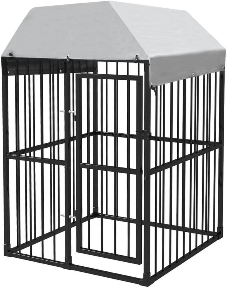 yorten Heavy-Duty Dog Kennel Outdoor with Roof, Large Dog Cage for Playing Exercising Training 120x120 cm