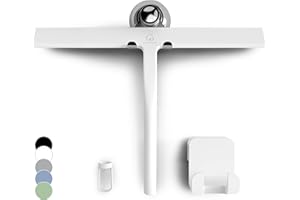 GÜTEWERK Shower Squeegee for Glass Doors, Silicone Window Squeegee, Bathroom and Glass Cleaning - White - 13 Inch