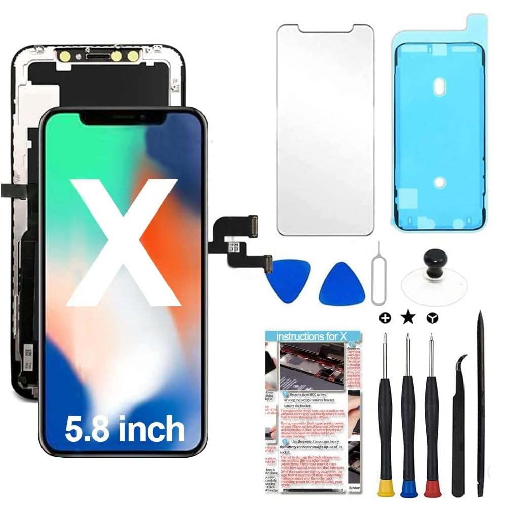 Photo 1 of for iPhone X Screen Replacement 5.8 inch, LCD 3D Touch Display Digitizer Assembly with Repair Tools - Model A1901, A1902, A1865