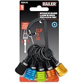 Railer 5-Pack Bit Holder Keychain, 1/4-Inch Hex, Quick Release &amp; Carabiner | Keep screwdriver and nut driver accessories within reach on tool belts, work bags, and repair kits for daily jobsite tasks.