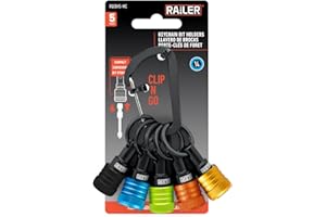 Railer Bit Holder Keychain 5pc - 1/4 inch Hex Shank Bit Holders - Quick-Change Design for Nut Driver, Screwdriver & Drill Bit