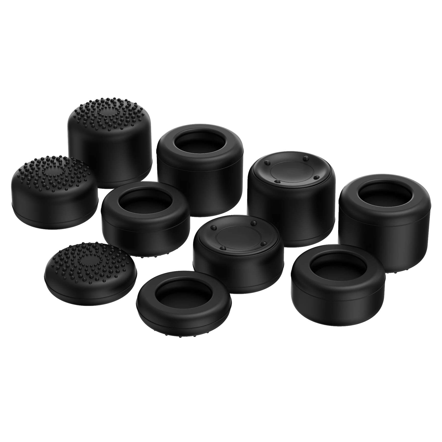 playvital Black Ergonomic Thumbstick Grips for PS5, PS4, for Nintendo Switch Pro, Xbox Series X/S, Xbox One, Xbox One X/S Controller - with 3 Height Convex and Concave - Raised Dots & Studded Design
