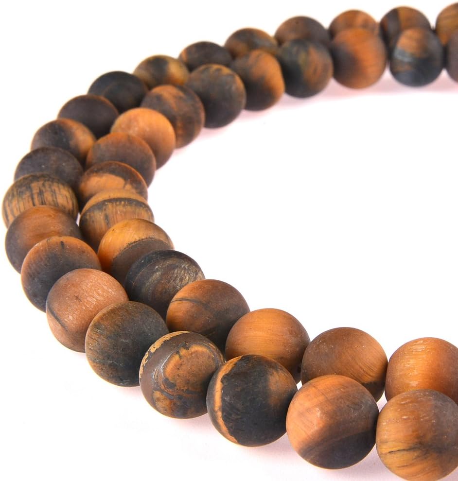 PLTbeads Natural Gemstone Loose Beads Matte Approxi 15.5 inch DIY Bracelet Necklace for Jewelry Making (6mm, Matte Yellow Tiger Eye)