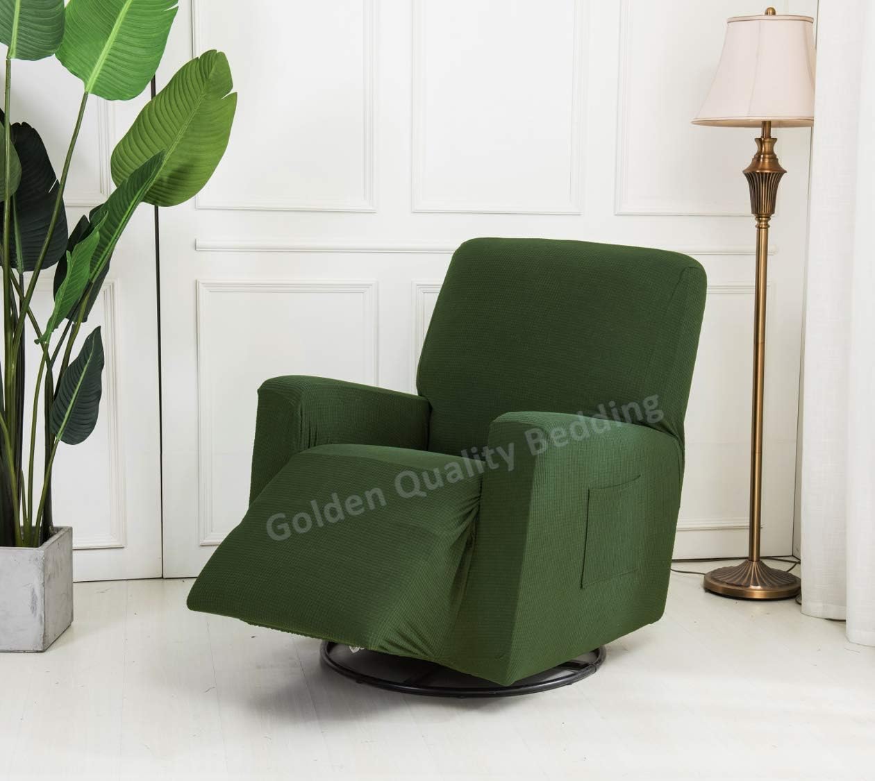 Stretch To Fit One Piece Lazy Boy Chair Recliner Slipcover, Stretch Fit Furniture Chair Recliner Cover With 3 Foam Pieces to Hid Extra Fabric, 4 ELASTIC STRAPS for Cover Stability (Sage)