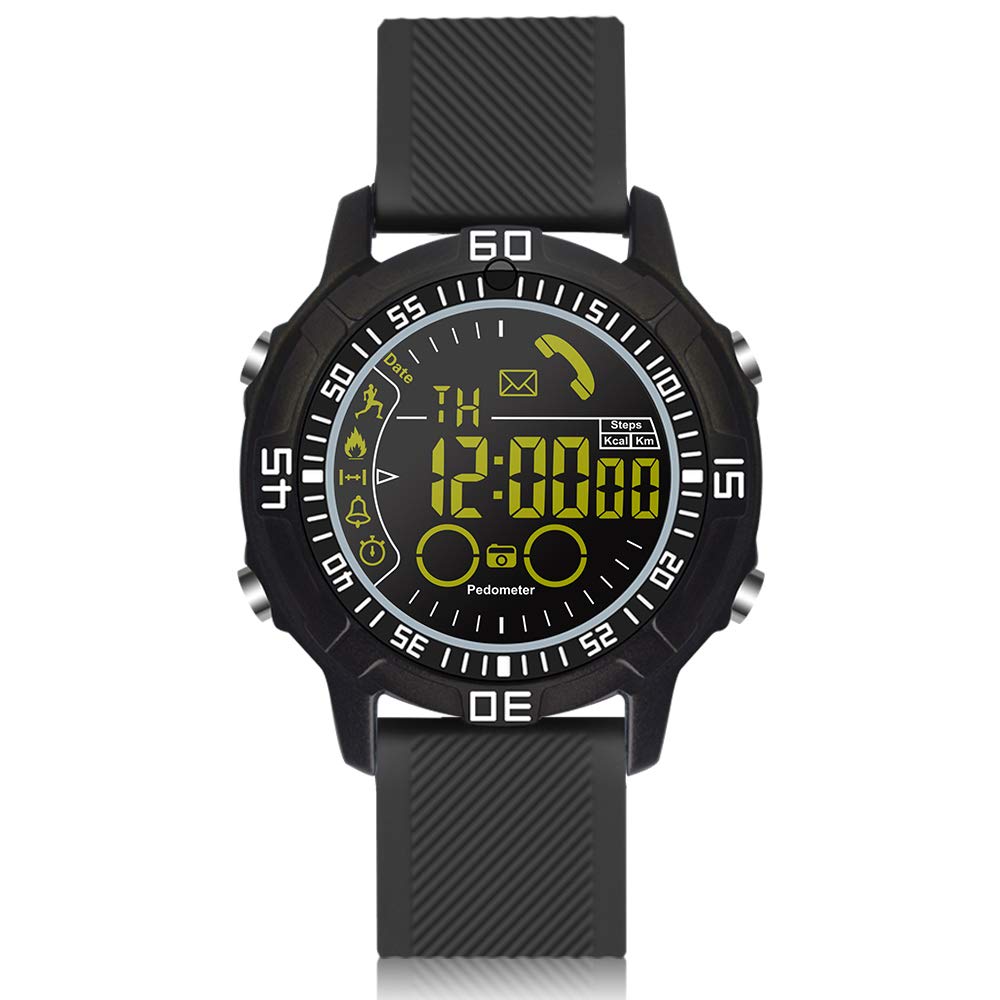 ROADTEC Sport Smart Watches for Men 5ATM Waterproof Bluetooth 4.0 Watch with Call SMS Notification Remote Camera Android IOS iPhone (Black)