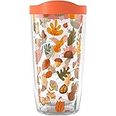 Tervis Awesome Autumn Fall Leaves Made in USA Double Walled Insulated Tumbler Travel Cup Keeps Drinks Cold & Hot, 16oz, Classic