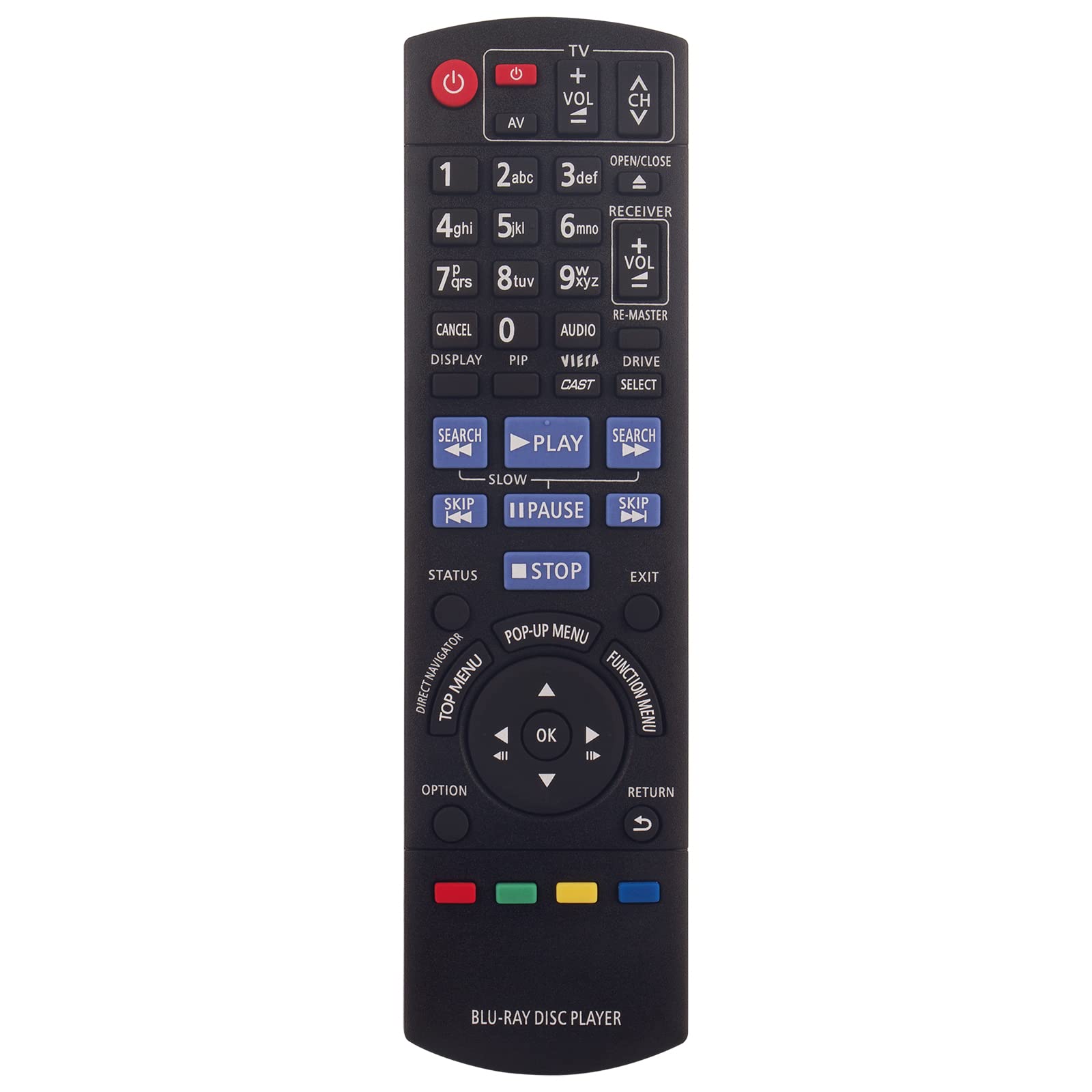N2QAKB000077 Replace Remote Control - N2QAKB000077 Blu-Ray Remote Control Replacement fit for PANASONIC DMP-BD85EG-K DMP-BD65EG-K DMP-BDT100EG DMP-BDT100 DMP-BD65 DMP-BD85 DMP-BD45 Remote Controller