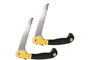 SCGFPOE 2 Pack Folding Hand Saw with 7"/180mm 3 Cutting Edge Blade, Camping Saw with Safety lock, Heavy Duty, Pruning Saw Perfect for Wood Trimming, Gardening, Hunting, Portable, Yellow