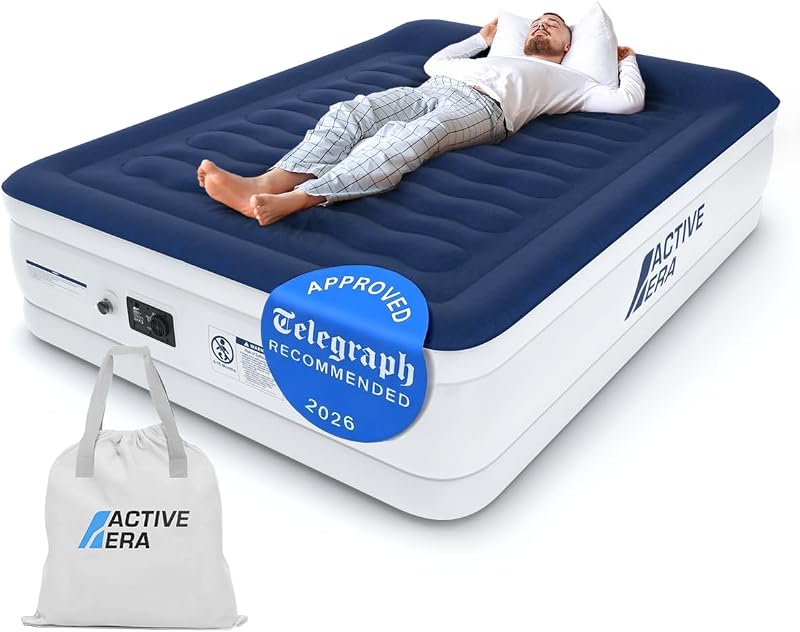 Active Era Luxury King Inflatable Mattress with Built-In Pump 200x150x36.5 cm