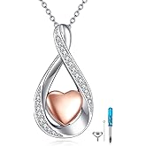 MONGAS Infinite Heart Urn Necklace for Ashes 925 Sterling Silver Infinite Keepsake Necklace for Ashes Heart Cremation Memorial Jewelry Gifts for Women Human Loved Ones Pet