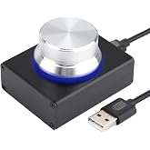 DROK USB Volume Knob, Small PC Computer Speaker Volume Control Audio External USB Volume Control Knob with 1-Key Mute Function Support Win7 8 10 XP Mac Vista Android, Black and Silver