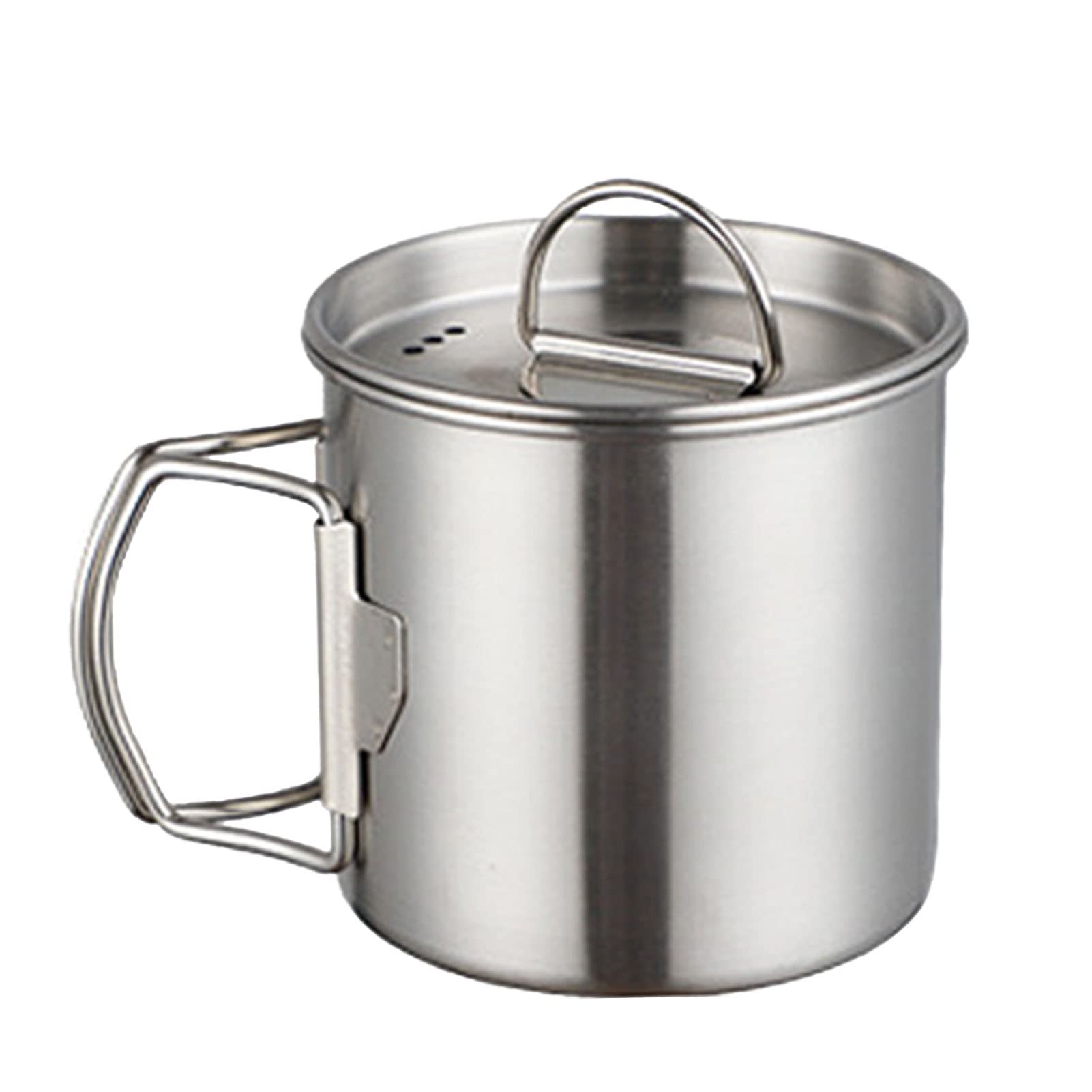 Rengu Collapsible Camping Cups, Stainless Steel Camping Cup, Fine Workmanship with Lid Bowl for Outdoor Use (350ml)