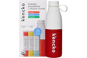 kencko Smoothie Mix Starter Kit - 10 Instant Breakfast Smoothies + Reusable Bottle - 100% Organic Fruit And Vegetable Superfoods, Natural, Healthy Vegan and Gluten Free - Freeze Dried Smoothie Powder