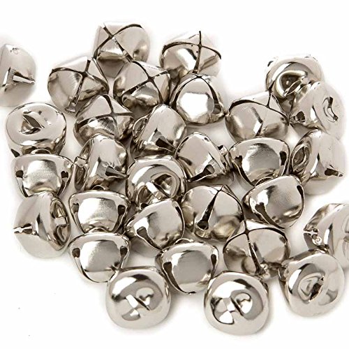Package of 60 Shiny Silver Jingle Bells for Embellishing and Decorating