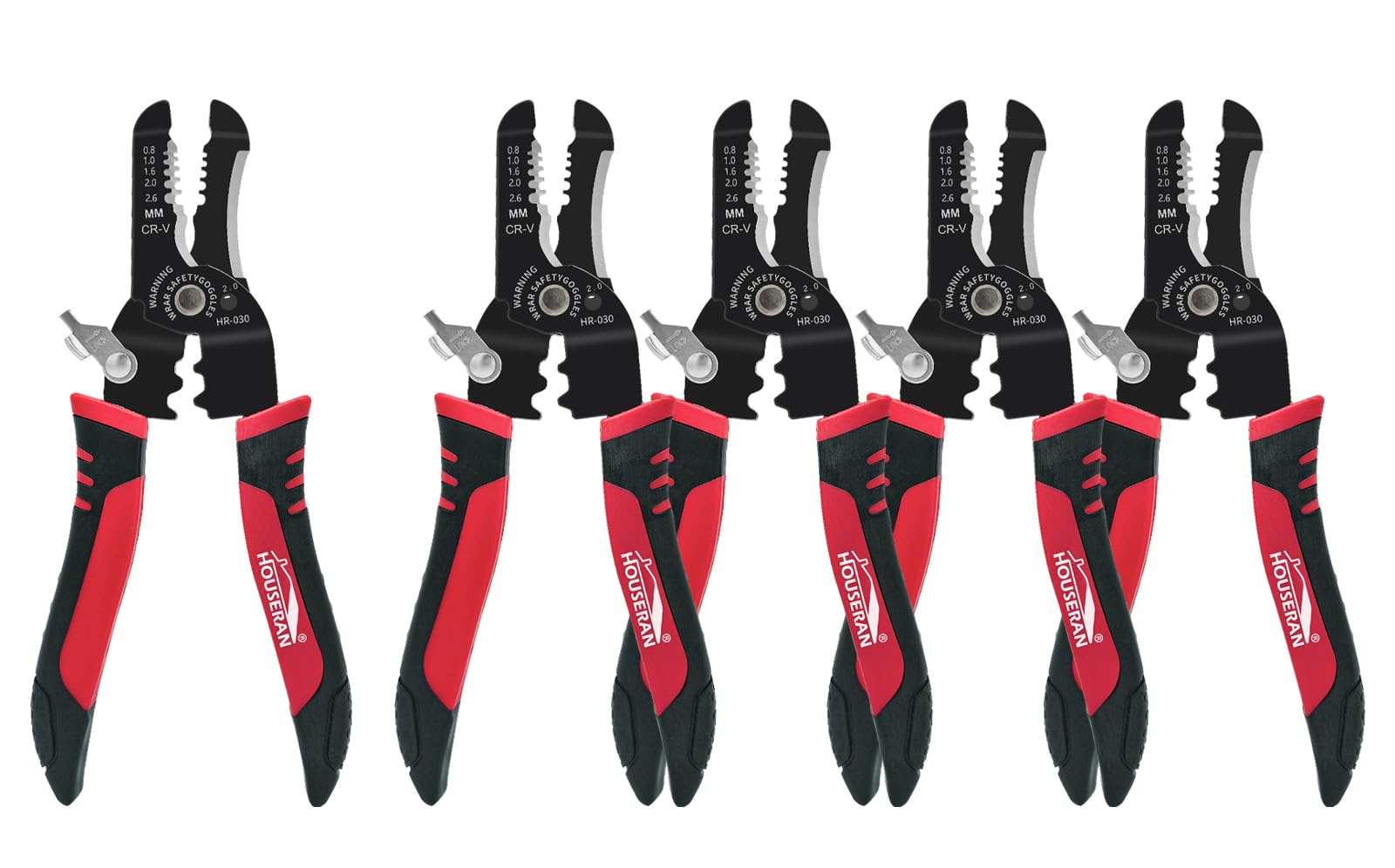 HOUSERAN 10-20 AWG Wire Stripper, 5 Pack, Wire Stripper Crimping Tool, CR-V Wire Stripping Pliers, Cable Stripper Electrical