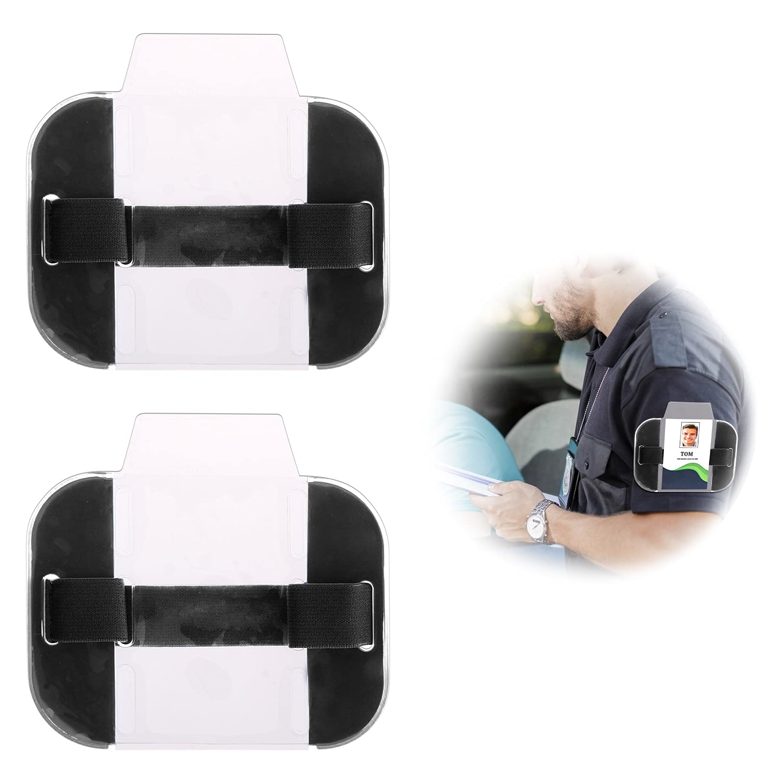 LdawyDE Sia Badge Holder Armband, 2 Pc Arm Badge Holder Purple Armband License ID Card Insignia Holders with Adjustable Arm Band Strap for Medical Security Warehouse Factory Staff Doorman