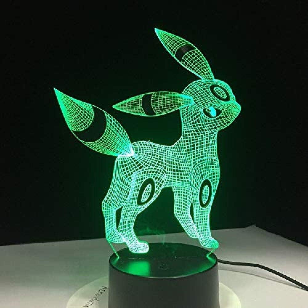 xcdfr 3D Night Lights LED Table Lamp Pokemon Umbreon Acrylic USB Sleep Light 3Aa Battery 7 Color Changing Bedroom Decoration Kids Gifts