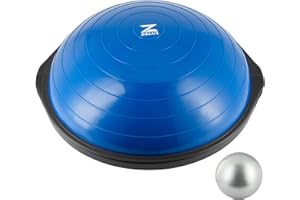 ZELUS 25in. Balance Ball | 660lb Inflatable Half Exercise Ball Wobble Board Balance Trainer w Nonslip Base | Half Yoga Ball S