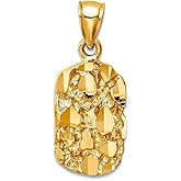 JewelryWeb 14k Solid Yellow Gold Nugget Pendant Necklace Pendant for Women