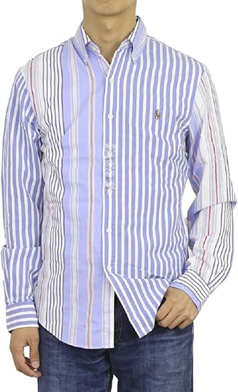 Amazon ポロ ラルフローレン Polo Ralph Lauren メンズ スリムフィット ボタンダウン 長袖シャツ マルチストライプ ワンポイント 並行輸入品 シャツ 通販