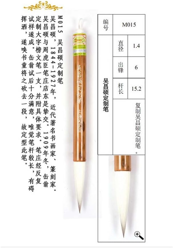 1.4x6cm Wuchangshuo Tailor-Made Mixed Hair Zhouhuchen Tiger Chinese Calligraphy and Painting Brush