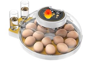 ADWAN 18 Egg Incubator with Humidity Display, Automatic Temperature Control and Egg Turner, Auto Water Replenishment for Hatching Chickens Quail Duck Goose (Yellow)