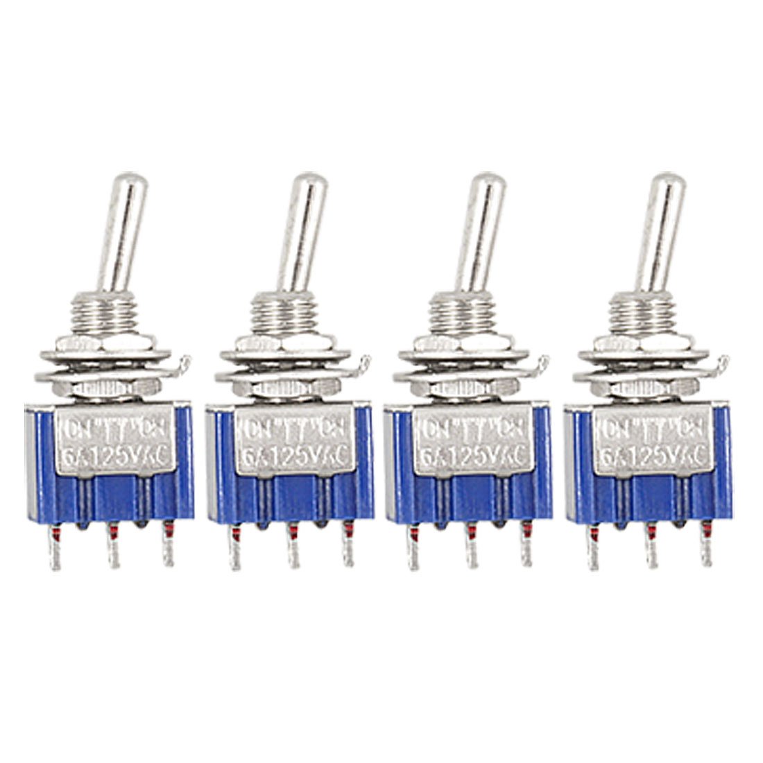 Sourcingmap 4 Pcs AC 125V 6A 3 Pin SPDT On/Off/On 3 Position Mini Toggle Switch Blue