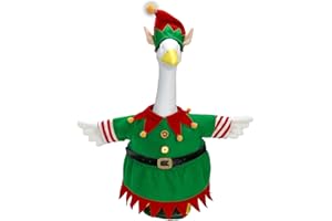 HALSHI Christmas Elf Porch Goose Outfits for 23 Inch Lawn Statue, Costume for Plastic/Cement Goose Statue, Xmas Sculpture Clothes for Holiday Garden Yard Patio Party Decoration