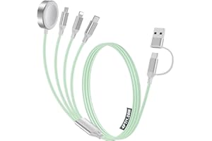 HITFINE 4-in-2 Charging Cable for Apple Watch Charger/Samsung/iPhone Charger,Car/Office/Camping/Travel Essentials,Type C Cable Multi Cord for iWatch Ultra/10-2/iPhone 16-11/Samsung S25-S20,iPad,airPods-Green