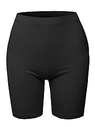 A2Y Basic Solid Cotton Mid Thigh High Rise Biker