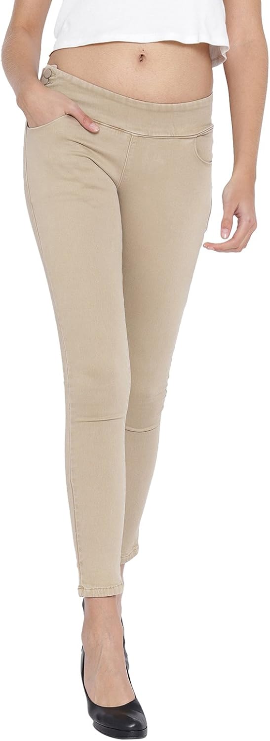 Buy Fashion Cult Stretchable Cotton Beige Jeggings for Women's at Amazon.in