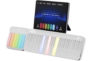 PopuPiano Smart Piano keyboard with Colored Light-up Keys, Smart Interactive Sing-Along with Chords for Fun, Free Lessons & Games, MIDI, Built-in Instrument Synth, Portable Expandable Piano
